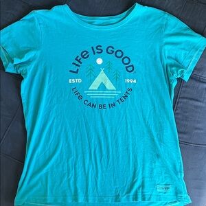 Life Is Good Kids' Teal Camping Graphic Tee